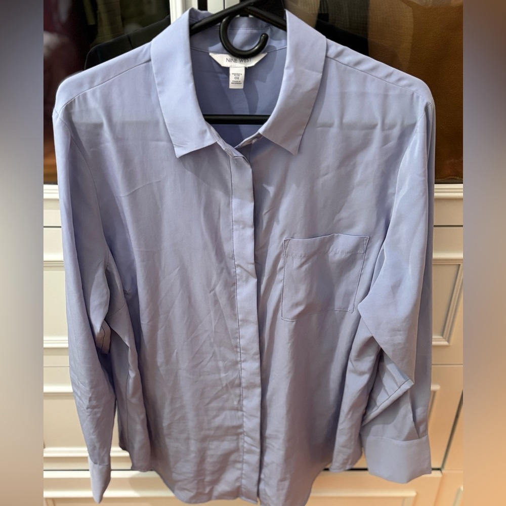 Nine West Women's Plus Blouse in Light Gray